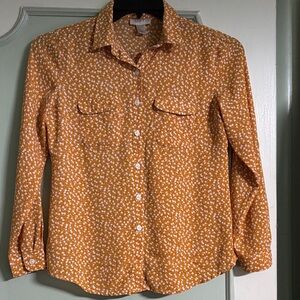 LOFT Orange Floral Button Down Shirt
